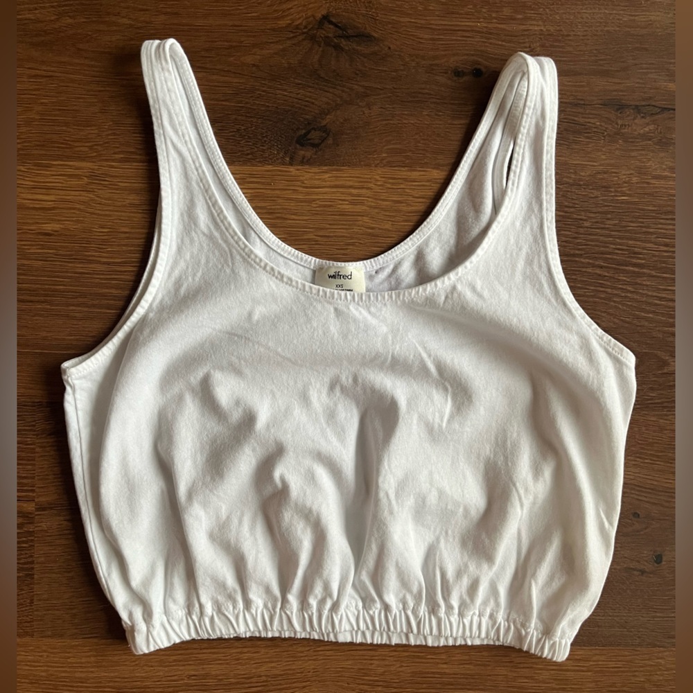 Wilfred White Cropped Tank Top w/Elastic Waist